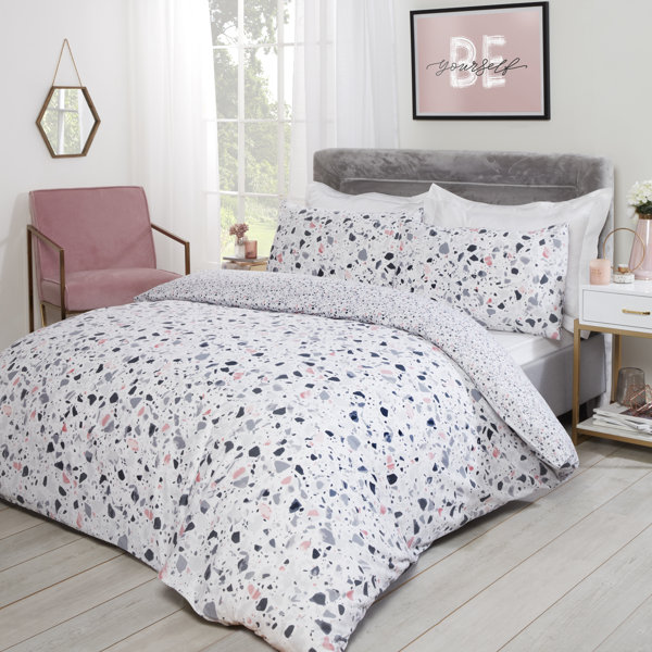 17 Stories Anjuta White/Pink/Grey Reversible Duvet Cover Set & Reviews